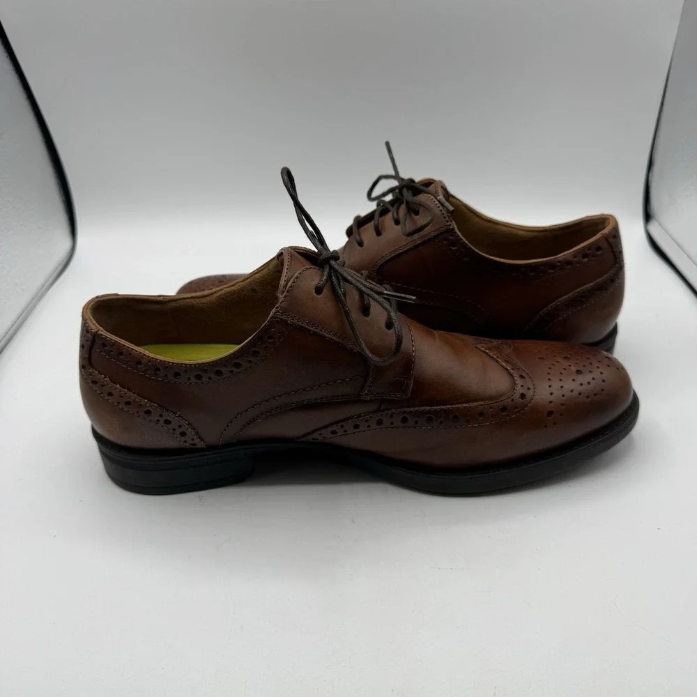 Florsheim Comfortech Shoes Men 8.5 D Brown Leather Wingtip Brogue Oxford
